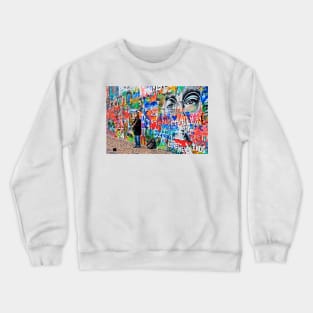 John Lennon listening to a street musician Crewneck Sweatshirt